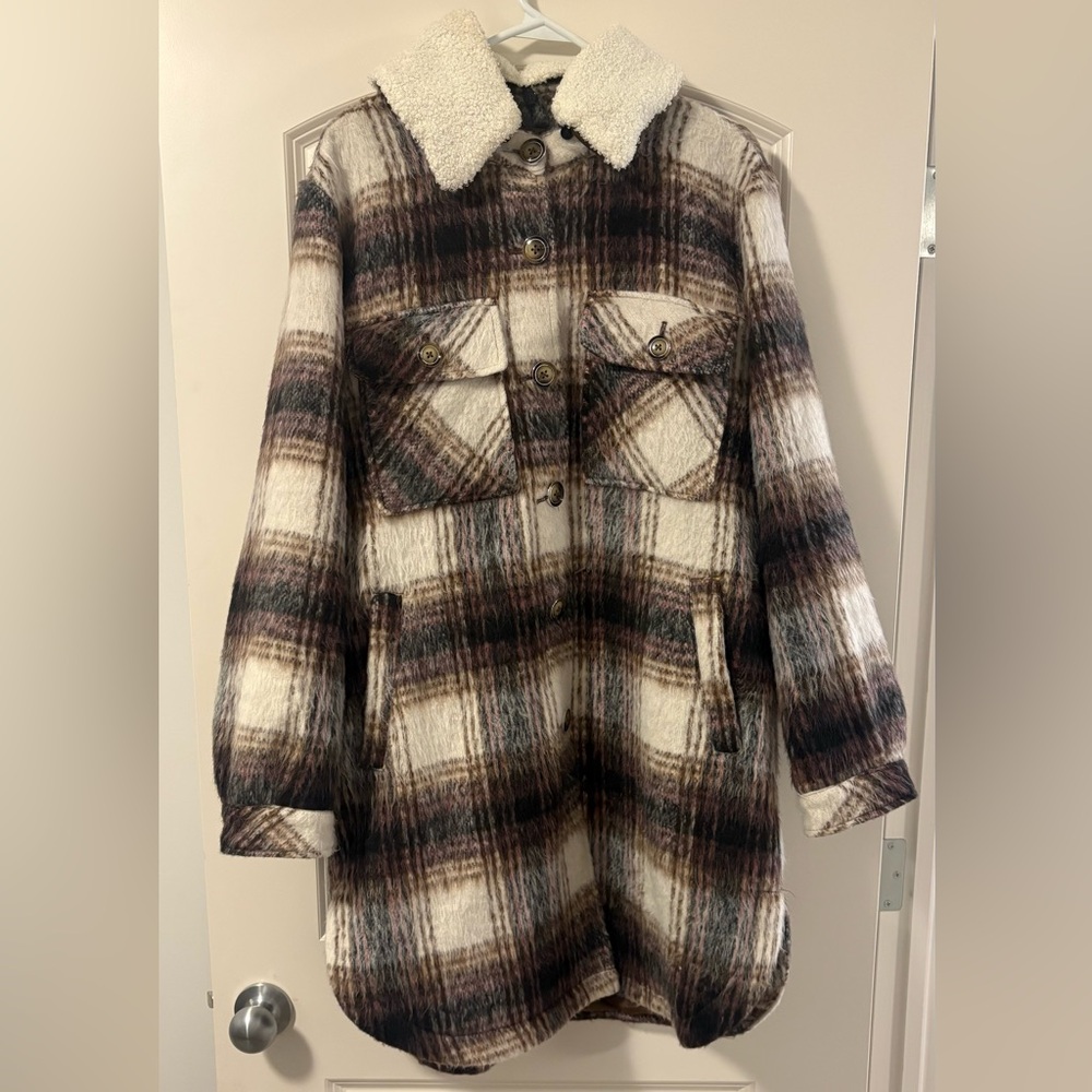 Plaid Sherpa-Lined Women's Coat